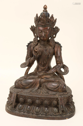 Heavy Sino-Tibetan Bronze Buddha,