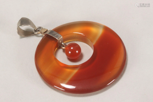 Chinese Orange Jade Pendant,