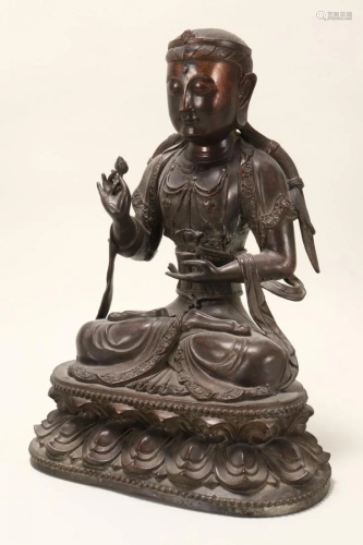 Chinese Bronze Seated Buddha,