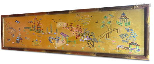 Chinese Framed Silk Tapestry,