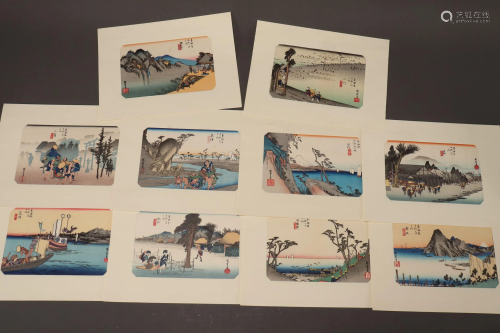 Ten Japanese Woodblock Prints.