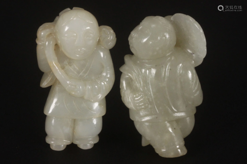 Two Chinese White Jade Figures,