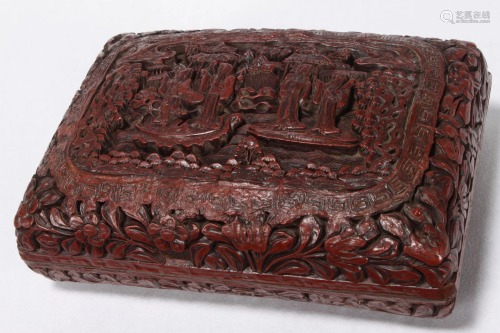 Chinese Red Lacquer Box and Cover,