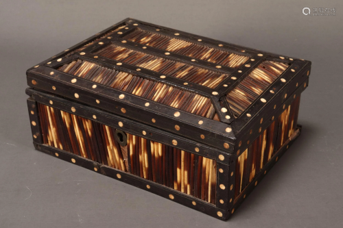 Anglo-Ceylonese Porcupine Quill and Ebony Box,