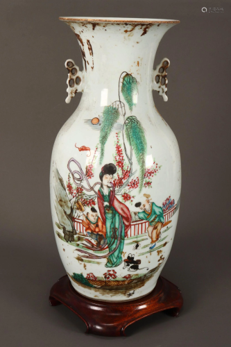 Chinese Twin Handled Porcelain Vase,