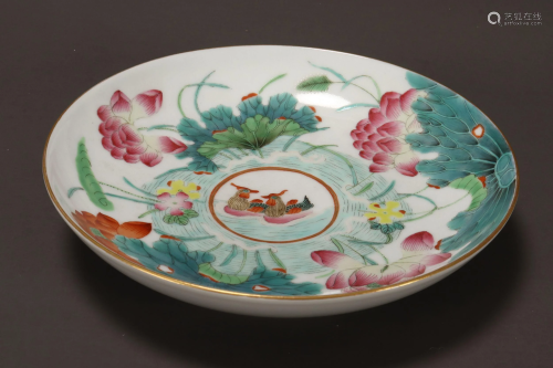 Chinese Famille Vert Porcelain Dish,