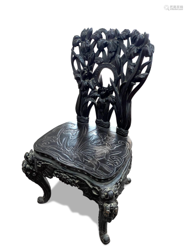 Japanese Ebonised Chair,