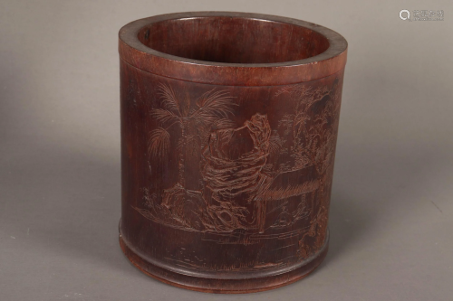 Chinese Wooden Brush Pot,