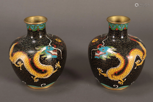 Pair of Chinese Cloisonne Vases,