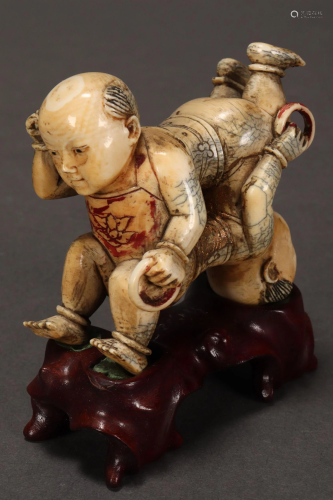 Chinese Late Qing Carved Figure Group,