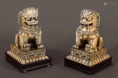 Pair of Chinese Late Qing Dynasty Fo Dogs,