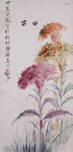 陶寿伯花卉纸本立轴