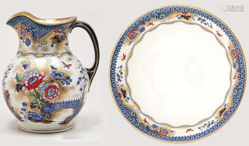 A Keeling & Co Losol Ware chamber jug and bowl, c1912-36, pr...