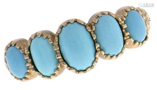 A turquoise ring in Victorian style, in 9ct gold, 3.1g, size...