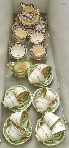 Two Rockingham tea services, c1830-42, of three spur handle ...