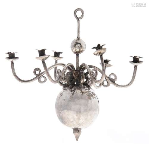 A Dutch miniature silver model of a chandelier, c1900, 65mm ...