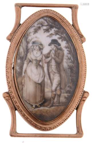 An English bright cut gold mourning locket, c1780, with ivor...