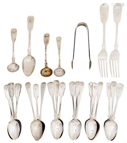 Miscellaneous Victorian and other silver teaspoons and small...