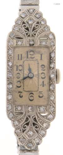 An Art Deco diamond cocktail watch, with Ruler movement, mil...