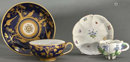 A Sampson Hancock cabinet cup and saucer, c1890, decorated i...