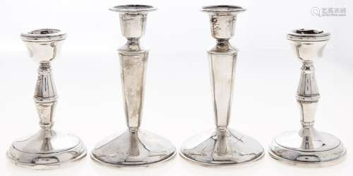 A pair of Elizabeth II dwarf silver candlesticks, 12.5cm h, ...