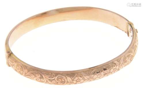 A 9ct gold bangle, 66mm, marks rubbed, Birmingham 1931, 7.7g...