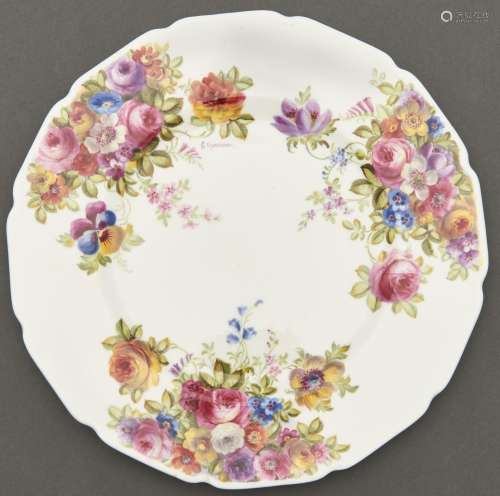 A Royal Doulton bone china plate, outside decorated, c1911, ...