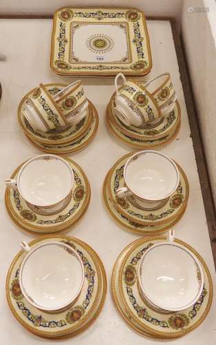 A Royal Worcester Empire pattern tea service, 1929, the serv...