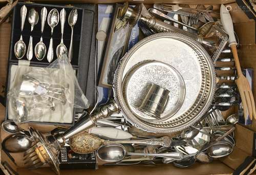 Two silver golfing trophies and a quantity of plated ware