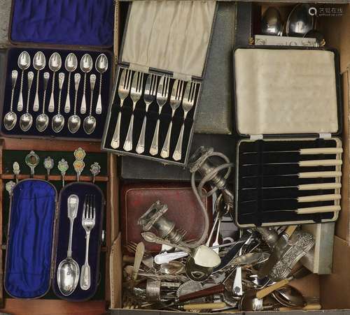 Miscellaneous EPNS flatware, some cased, etc