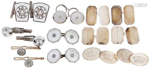 Miscellaneous silver, bi-metal and other cufflinks and dress...