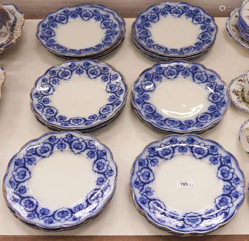 A set of twenty four Grindley & Co flow blue Haddon pattern ...