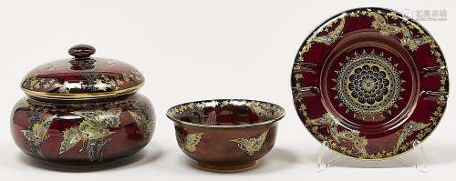 A Fielding's Crown Devon Sylvan Lustrine bowl, bowl and cove...