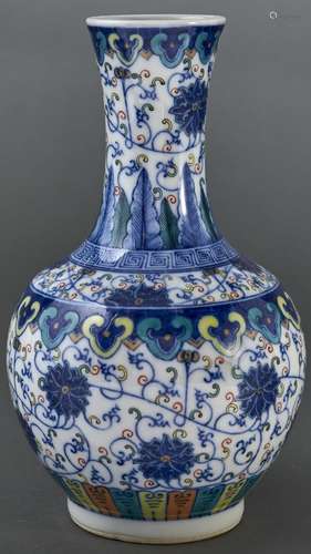 A Chinese doucai vase, decorated in three registers with lot...