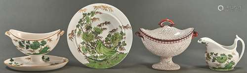 Two Spode creamware sauce tureens, early 19th c, patterns 15...