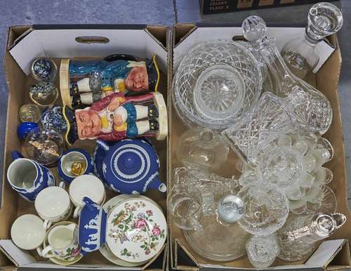 Miscellaneous ceramics and glass, to include Wedgwood dark b...