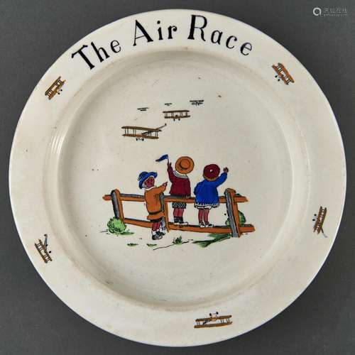 A Bishop and Stonier earthenware baby's plate, c1920, printe...