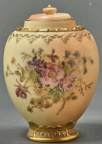 A Royal Worcester Rose Jar and inner cover, 1913, printed an...