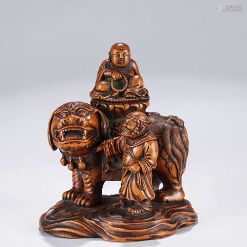 A Chinese Boxwood Imperial Poem Carving