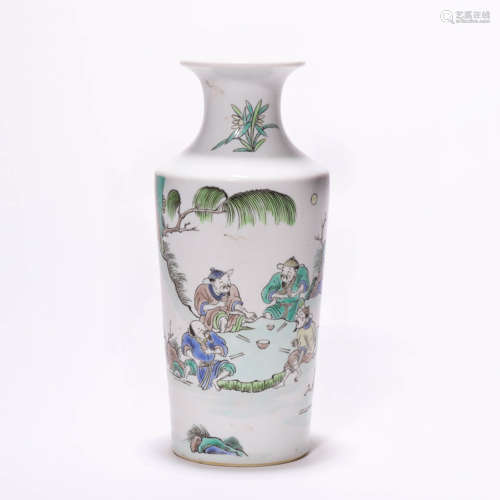 A Chinese Porcelain Wucai Story Vase Marked Yong Zheng