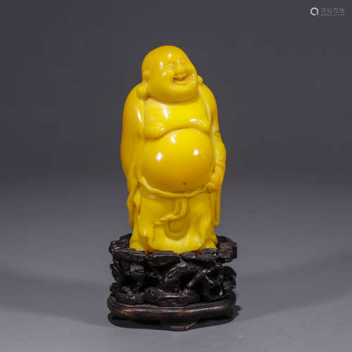 A  Chinese Glass Buddha Statue and Stand