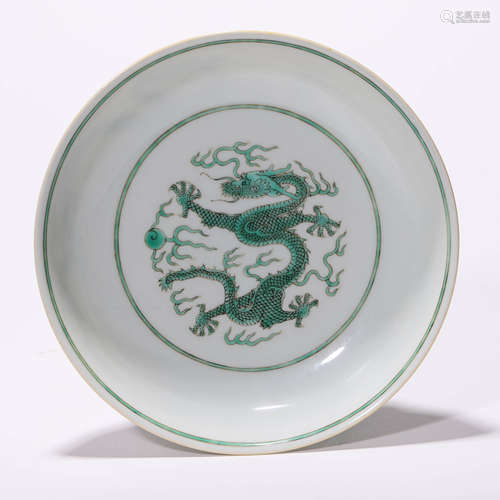 A Chinese Porcelain Dragon Dish Marked Tong Zhi