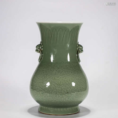 A Chinese Porcelain Celadon-Glazed Vase