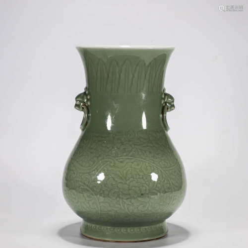 A Chinese Porcelain Celadon-Glazed Vase
