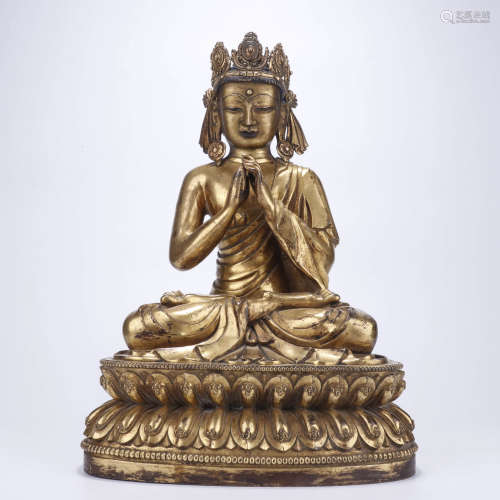 A Chinese Gilt-Bronze Mahavairocana Statue