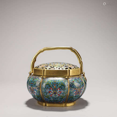 A Chinese Cloisonne Enamel Lobed Censer Marked Lu Xiang Jing...