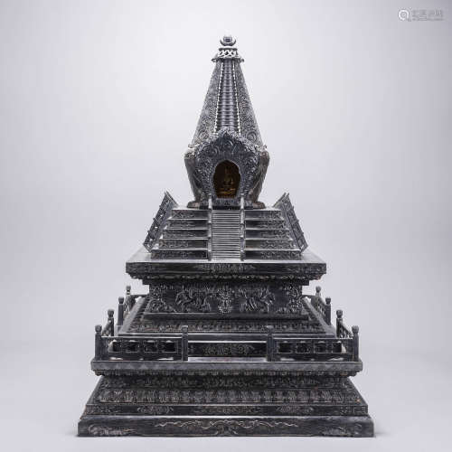 A Chinese Zitan Buddhism Tower