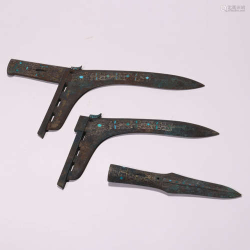 A Set of Chinese Zhan Guo Period Gold and Silver Inlaid Warr...