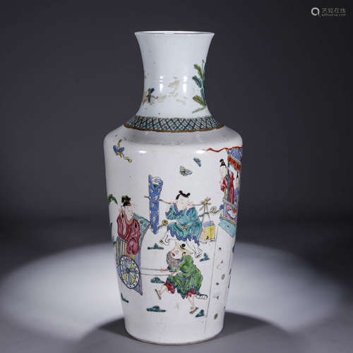 A Chinese Porcelain Famille-Rose Story Vase