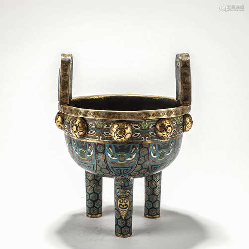 A Chinese Cloisonne Enamel Censer Marked Qian Long